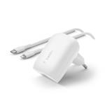 Belkin 30W USB-C Power Delivery PPS nástěnná nabíječka + 1m lightning kabel, bílá