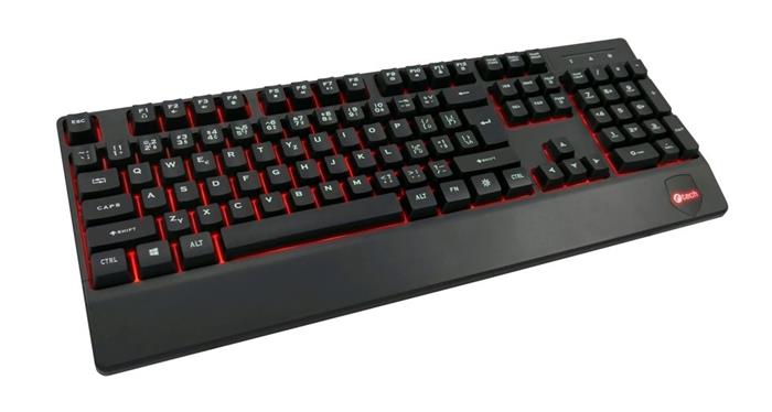 C-TECH KB-104BK, podsvícená klávesnice, 3 barvy podsvícení, USB, CZ, černá