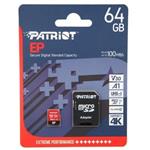 Patriot 64GB microSDXC karta, UHS-U U3 V30 A1, 100R/80W + adaptér