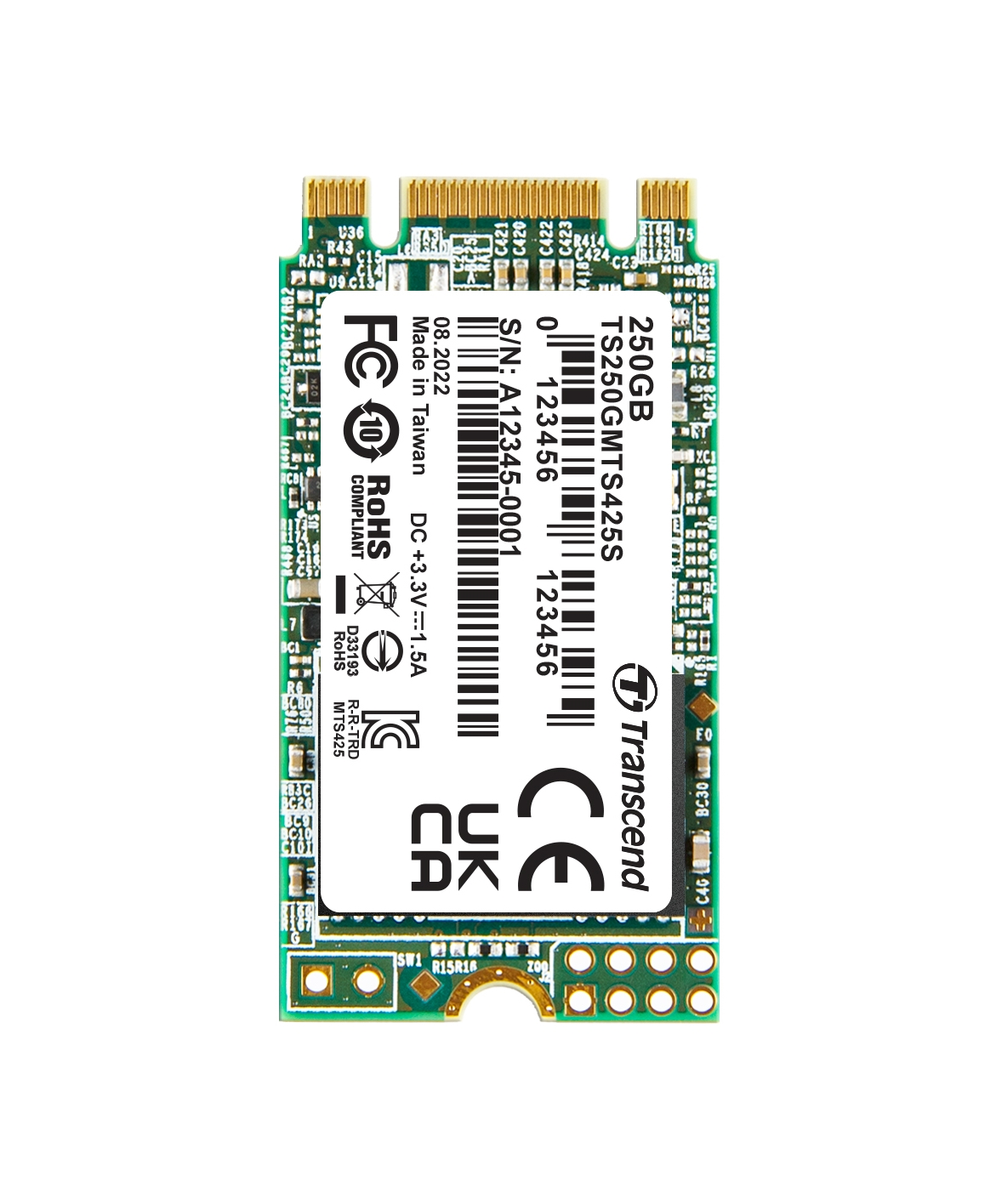 TRANSCEND MTS425S 250GB SSD Disk M 2 2242 SATA III TLC 500R 330W