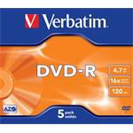Verbatim DVD-R Matt Silver, 4.7GB, 16x, 5ks, jewel case