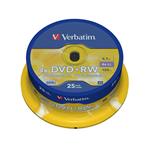 Verbatim DVD+RW Matt Silver, 4.7GB, 4x, 25ks, spindle