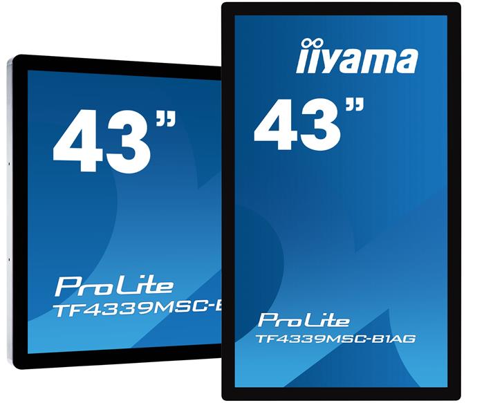 43" iiyama TF4339MSC-B1AG: AMVA, FullHD, capacitive, 12P, 400cd/m2, VGA, HDMI, DP, 24/7, IP54, černý