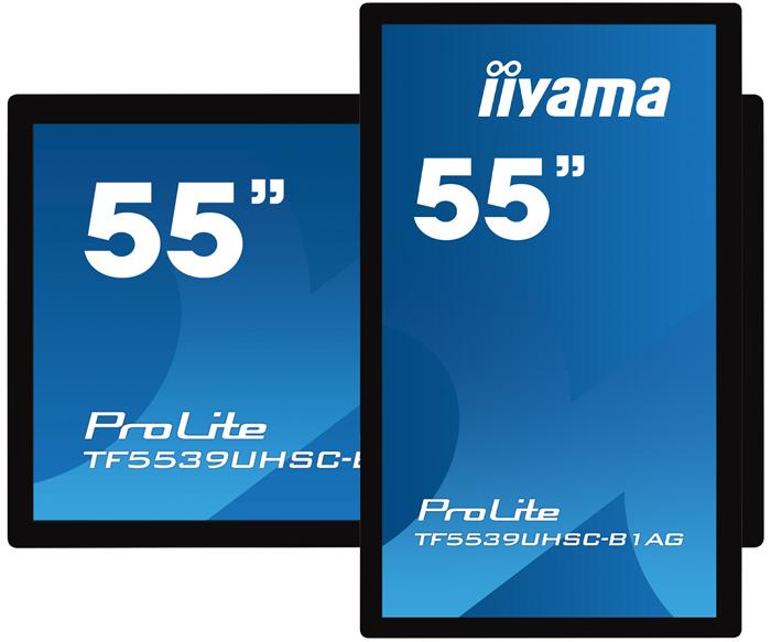 55" iiyama TF5539UHSC-B1AG: IPS, 4K, capacitive, 15P, 500cd/m2, VGA, HDMI, DP, 24/7, IP54, černý