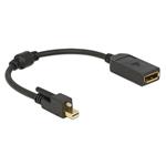 Adapter kabel mini Displayport 1.2 Stecker mit Schraube > Displayport Buchse 25 cm schwarz 4K Delock