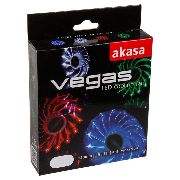 AKASA Vegas 120mm LED ventilátor, 1200rpm, 23dBA, 3pin, červený