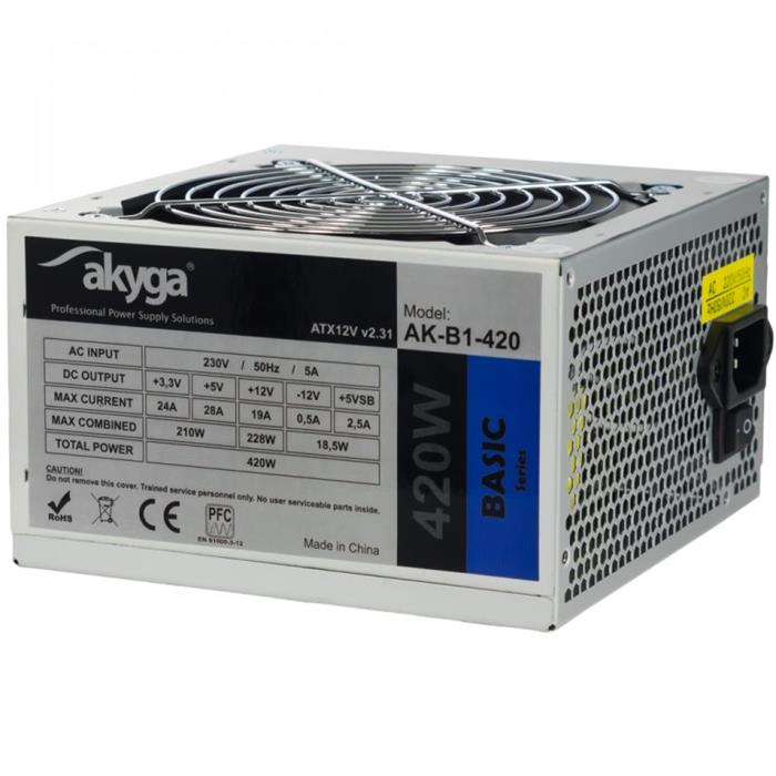 Akyga ATX Zdroj 420W Basic ventiláror 120mm P4 3xSATA