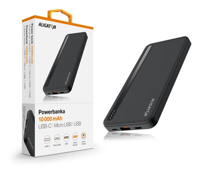 ALIGATOR Powerbank PBAL1050, 10Ah, PD20W, QC18W, černá