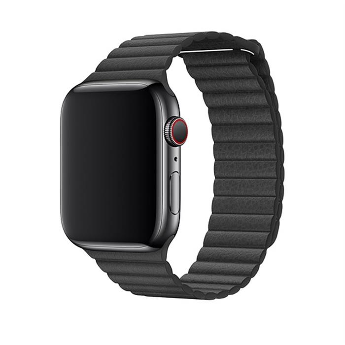 Apple Watch 44mm černý kožený řemínek – velký