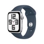 Apple Watch SE GPS 44mm stříbrné hliníkové pouzdro s bouřkově modrým sportovním řemínkem - M/L