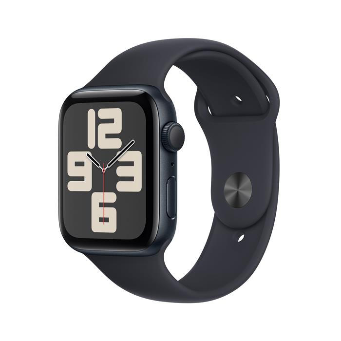 Apple Watch SE GPS 44mm temně inkoustové hliníkové pouzdro s temně inkoustovým sportovním řemínkem - S/M