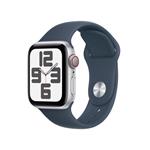 Apple Watch SE GPS + Cellular 40mm Silver Aluminium Case with Storm Blue Sport Band - M/L