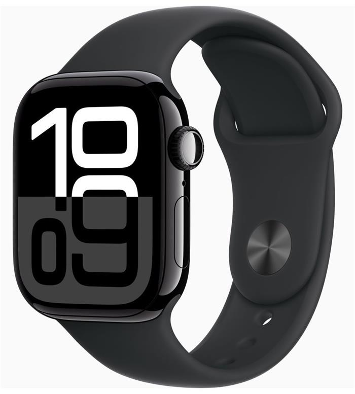 Apple Watch Series 10 42mm Jet Black Aluminium Case with Black Sport Band - M/L