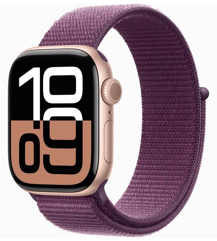 Apple Watch Series 10 42mm Rose Gold Aluminium Case with Plum Sport Loop