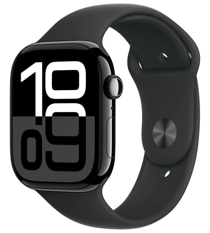 Apple Watch Series 10 46mm Jet Black Aluminium Case with Black Sport Band - M/L