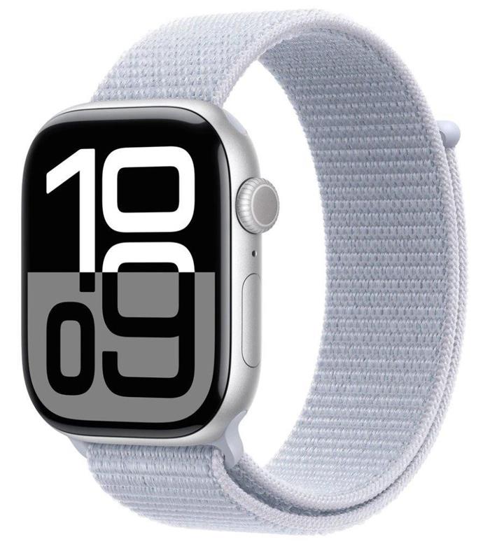 Apple Watch Series 10 46mm Silver Aluminium Case with Blue Cloud Sport Loop