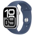 Apple Watch Series 10 46mm Silver Aluminium Case with Denim Sport Band - M/L