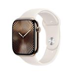 Apple Watch Series 10 Cellular 42mm Gold Titanium Case with Starlight Sport Band - S/M