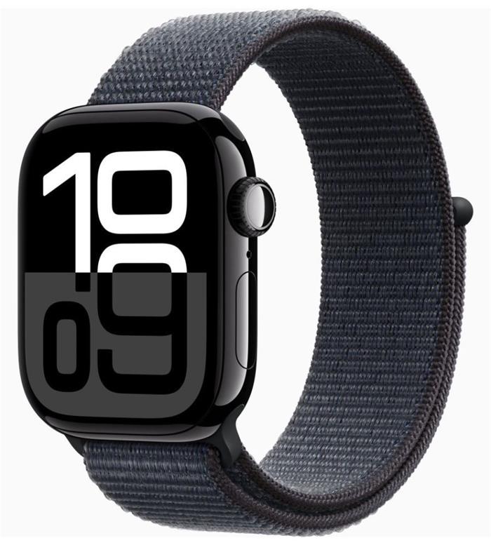 Apple Watch Series 10 Cellular 42mm Jet Black Aluminium Case with Ink Sport Loop