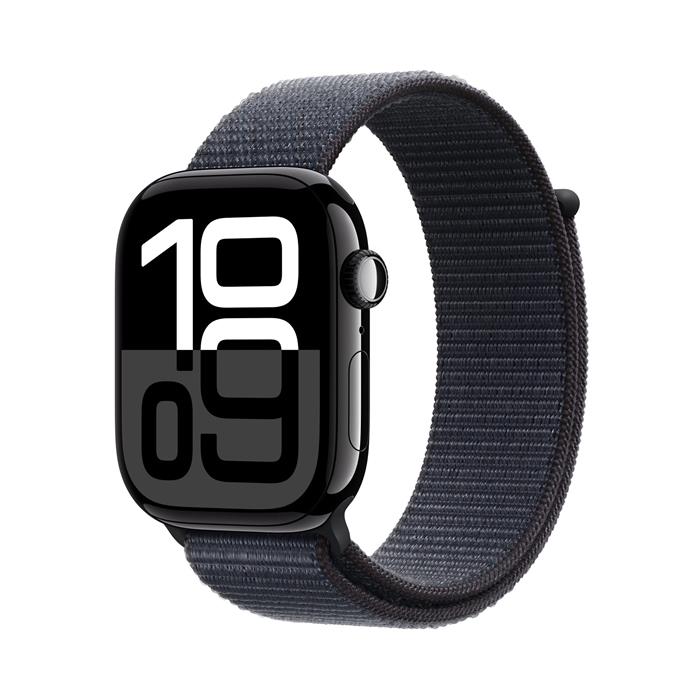 Apple Watch Series 10 Cellular 46mm Jet Black Aluminium Case with Ink Sport Loop