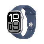 Apple Watch Series 10 Cellular 46mm Silver Aluminium Case with Denim Sport Band - S/M