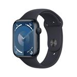 Apple Watch Series 9 45mm Temně inkoustový hliník s temně inkoustovým sportovním řemínkem S/M