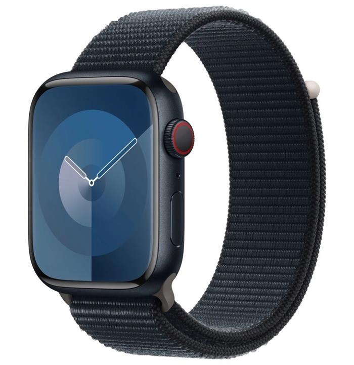 Apple Watch Series 9 Cellular 45mm Temně inkoustový hliník s temně inkoustovým provlékacím řemínkem