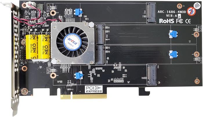 Areca 1686-4NOD M.2 NVMe RAID(0/1/10) 4×M.2 80/110mm, PCI-E8(g4), FP