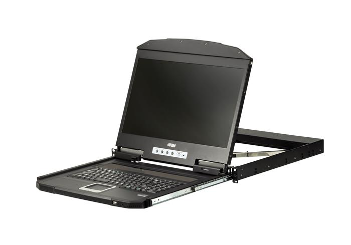 Aten 1U Ultra Short Depth Single Rail WideScreen LCD Console (USB / HDMI) 1920x1080