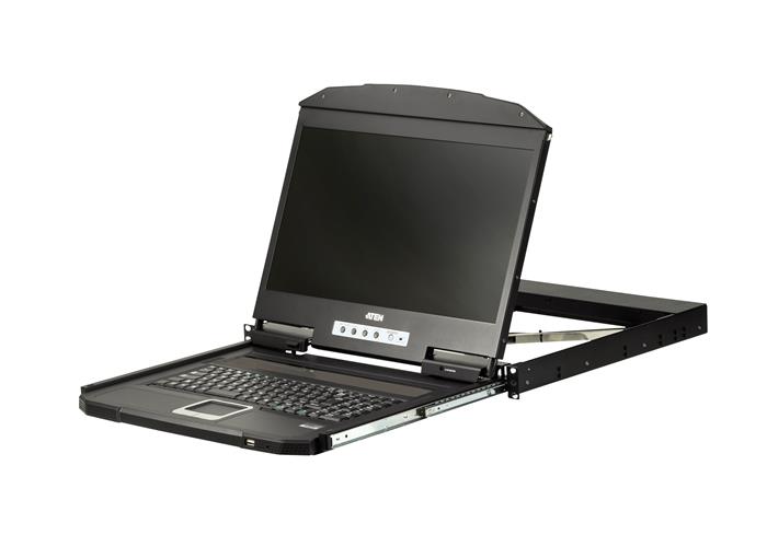 Aten 1U Ultra Short Depth Single Rail WideScreen LCD Console (USB / VGA)