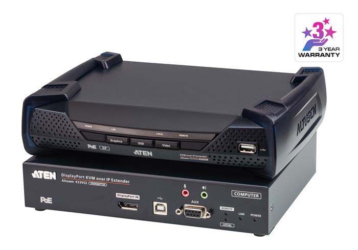 ATEN KE9952 4K DisplayPort Single Display KVM over IP Extender with PoE