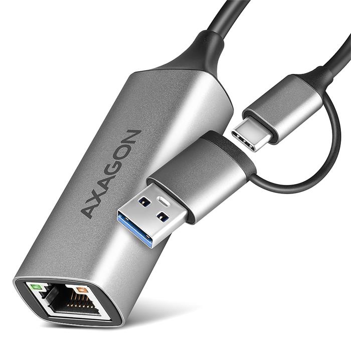 AXAGON ADE-TXCA, USB-C + USB-A 3.2 Gen 1 - Gigabit Ethernet síťová karta, Asix AX88179