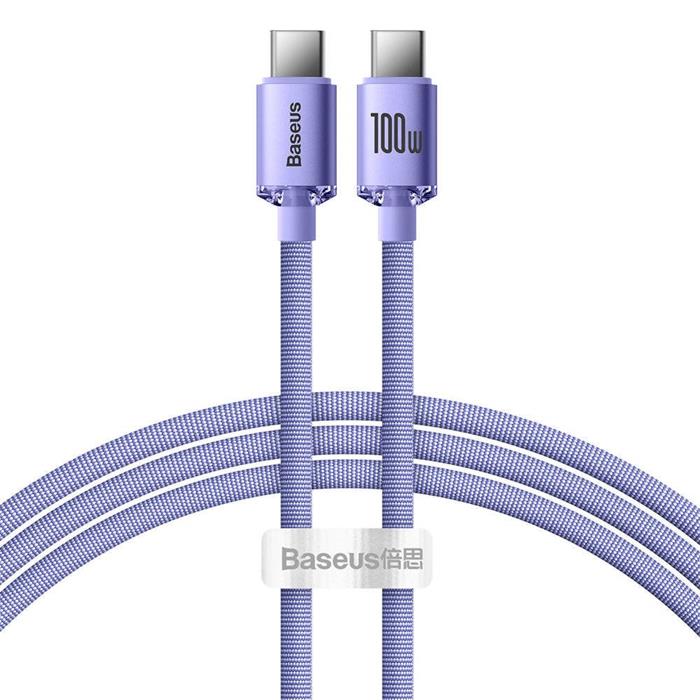 Baseus CAJY000605 Crystal Shine Series Datový Kabel USB-C - USB-C 100W 1,2m Purple