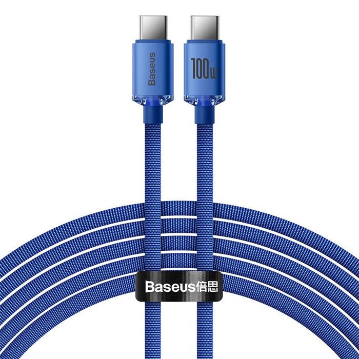 Baseus CAJY000703 Crystal Shine Series Datový Kabel USB-C - USB-C 100W 2m Blue