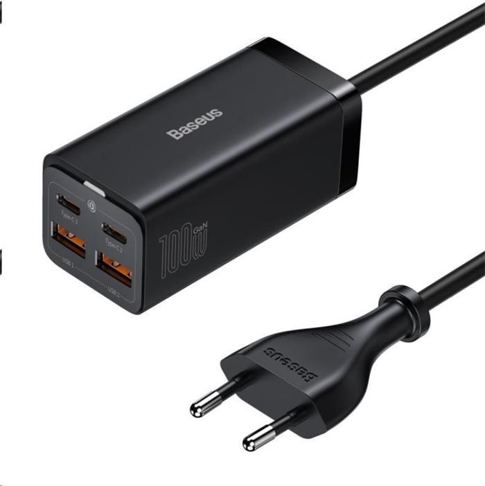 Baseus GaN3 Pro stolní rychlonabíjecí adaptér 2x USB-A, 2x Type-C 100W černá