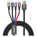 Baseus rychlý nabíjecí / datový kabel 4v1 2* Lightning + USB-C + Micro USB 3,5A 1,2m, černá