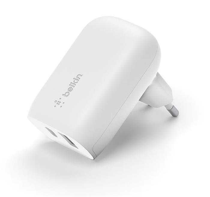 Belkin Duální nástěnná nabíječka Power Delivery PPS - 25W USB-C & 12W USB-A, bílá