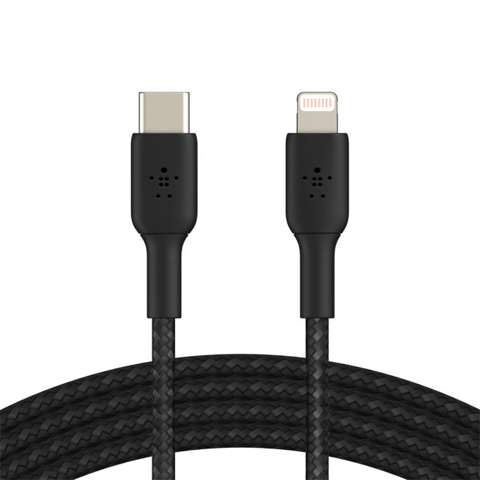 BELKIN kabel oplétaný USB-C - Lightning, 2m, černý