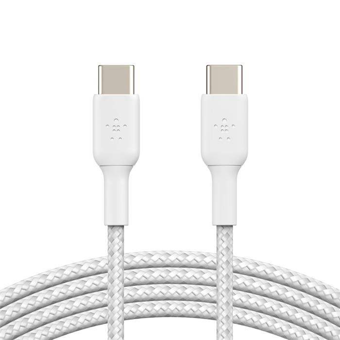 BELKIN kabel oplétaný USB-C - USB-C, 1m, bílý