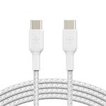 BELKIN kabel oplétaný USB-C - USB-C, 1m, bílý