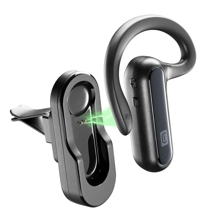 Bluetooth headset Cellularline CAR FLAT včetně nabíjecí základny do auta, černý