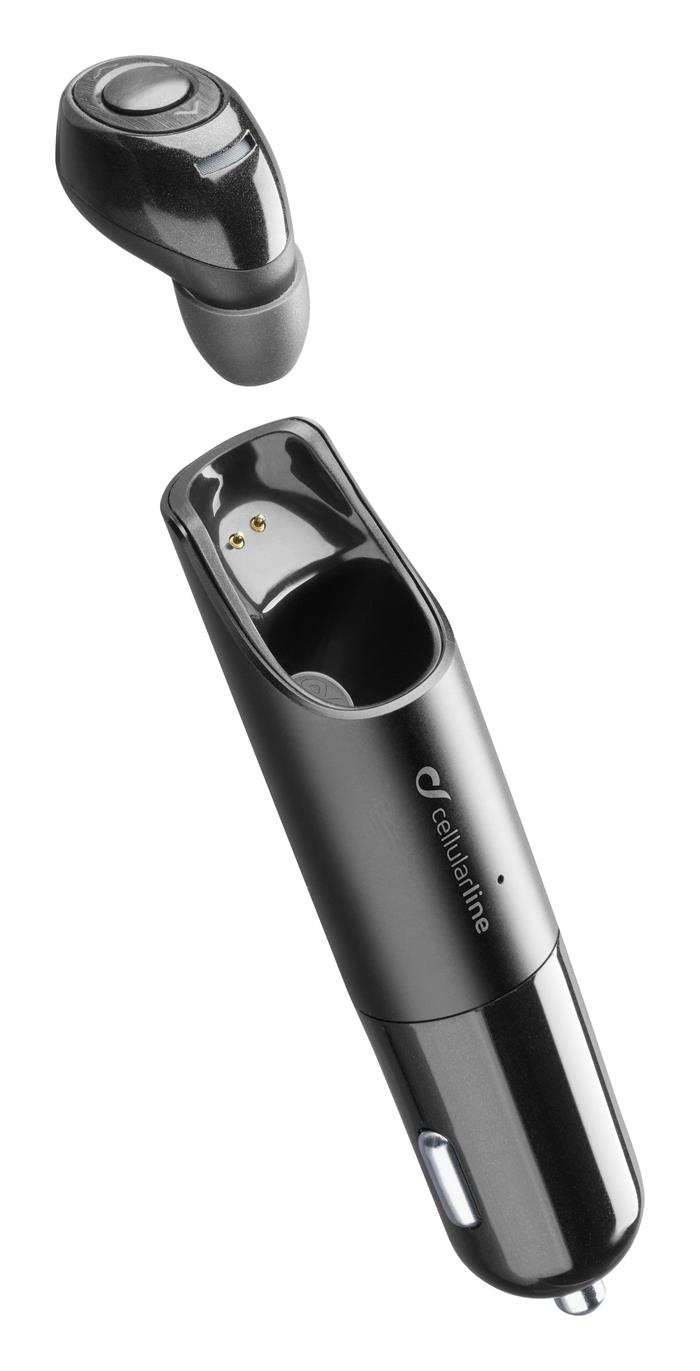 Bluetooth mono headset Cellularline Mini s nabíjecí základnou, 2 x USB port, černý