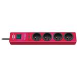 Brennenstuhl hugo! 4-way extension socket with surge protection, rubin-red (1150611374)