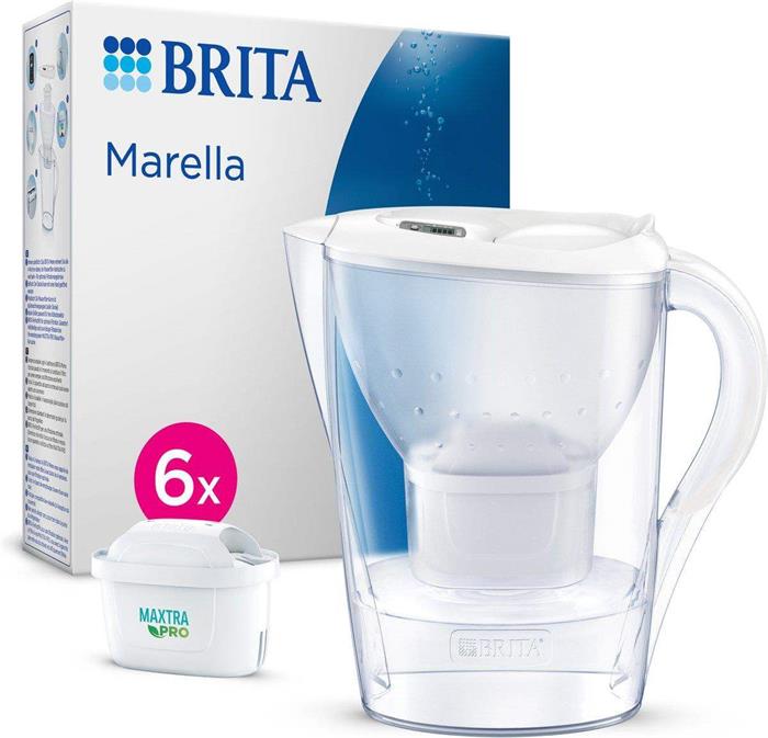 Brita Marella Cool white + 6 Maxtra Pro All-In-1 filtrační konvice, 2,4 l, indikátor výměny filtru, 6x filtrační patron