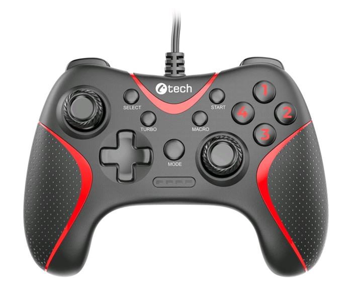 C-TECH Theon pro PC/PS3, 2 programovatelná makro tlačítka, 2x analog, X-input, vibrační, 1,8m kabel, USB