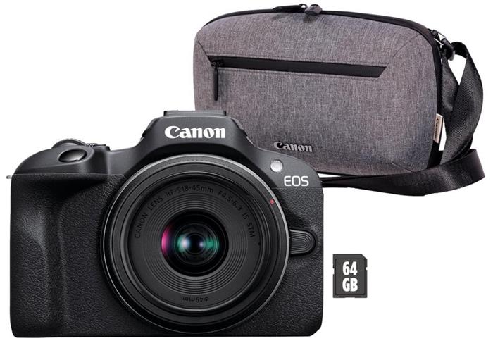 Canon EOS R100 + RF-S 18-45 IS STM + BAG + SD (TRAVEL KIT)