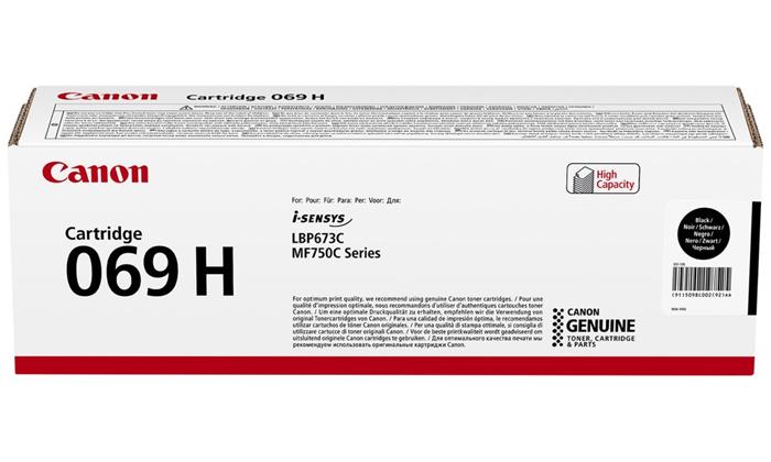 Canon originální vysokokapacitní toner Cartridge 069 H BK černý, MF752Cdw, 754Cdw, LBP673Cdw, kapacita 7 600 stran/K/