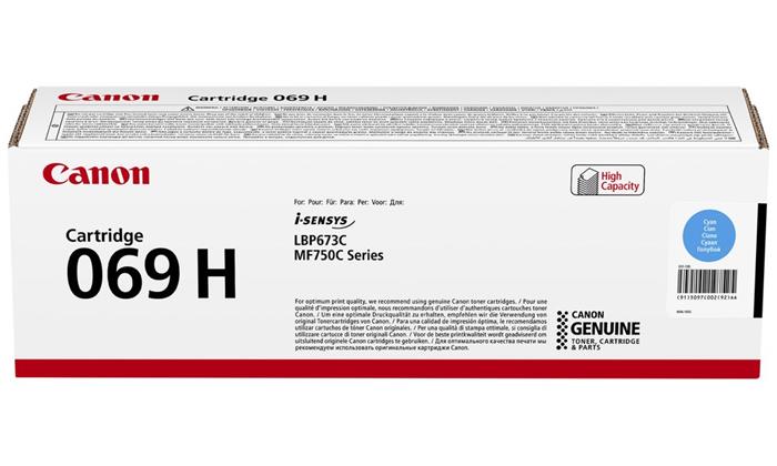 Canon originální vysokokapacitní toner Cartridge 069 H C azurový, MF752Cdw, 754Cdw, LBP673Cdw, kapacita 5 500 stran/K/