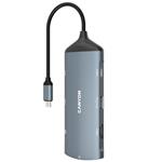 CANYON replikátor portů DS-15 8v1, 1xUSB-C PD 100W, 1xHDMI (4K), VGA, 2xUSB-A 3.0, 1xUSB-A 2.0 RJ45 Gb, 3.5mm jack, SD/