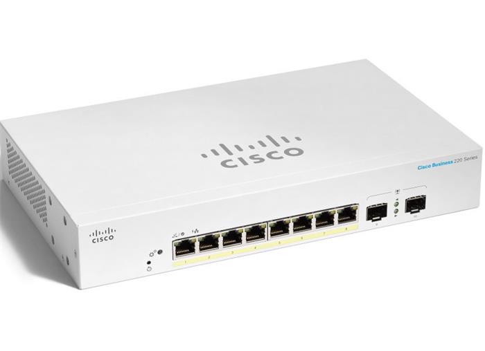 Cisco CBS220 Smart 8-port GE, PoE, Ext PS, 2x1G SFP